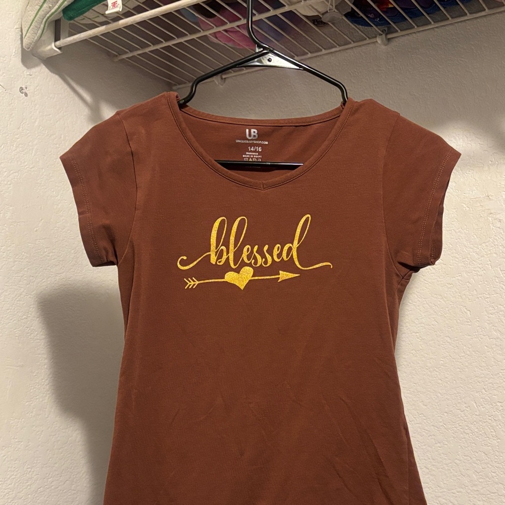 Brown 'Blessed' Graphic Tee